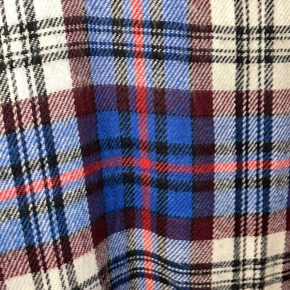 Madewell Soft Plaid Knit Fringe Blanket Scarf Blue Red White Black OS - Picture 8 of 14